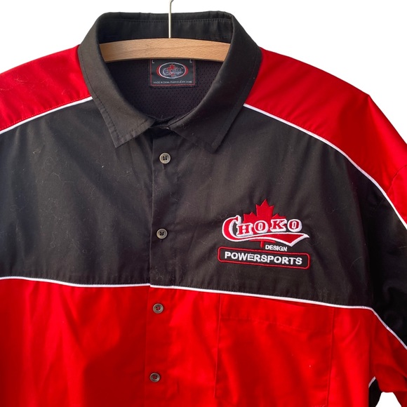 Choko Design Powersports Button Up Shirt Mens L Short Sleeve ATV Snowmobile Logo - Picture 2 of 10